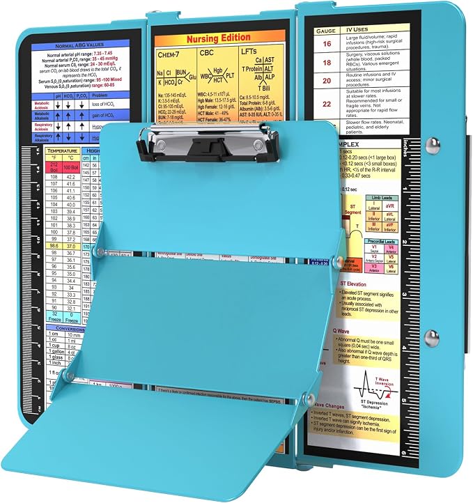 Nursing Clipboard Foldable, Foldable Clipboard w/Nursing Edition Cheat Charts by HOZOLNursingClipboard