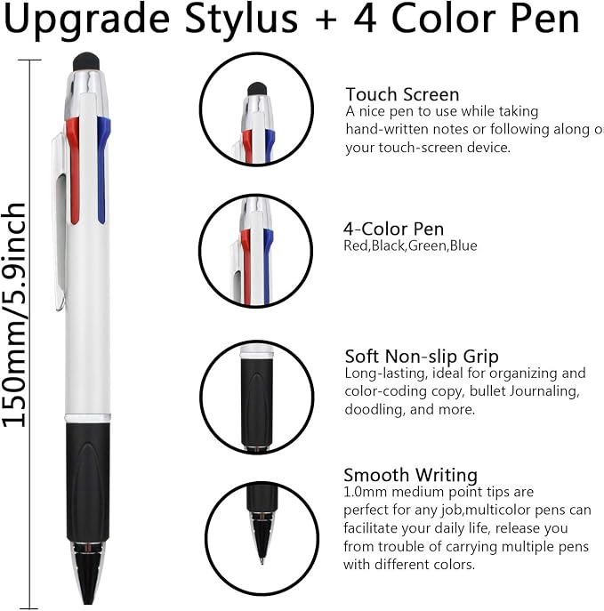MiSiBao 4-Color Ballpoint Pen Multi Colored Pens in One Stylus Pens - Image 2