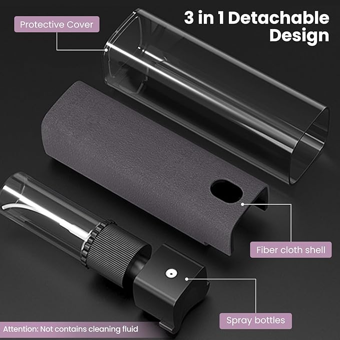 2 Pcs Screen Cleaner Kit, 3-in-1 Touchscreen Mist Cleaner Spray Bottle Tool & Microfiber Cloth for Phone/Laptop/Tablet/TV/Monitor/Car Screens(Pink+Grey)-DeskLoop Office