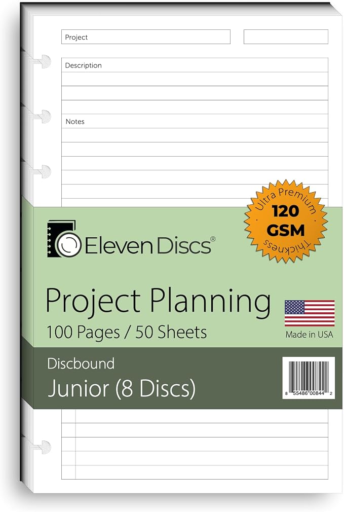 Eleven Discs Discbound Paper, Junior Size Project Planning Sheets by ElevenDiscs