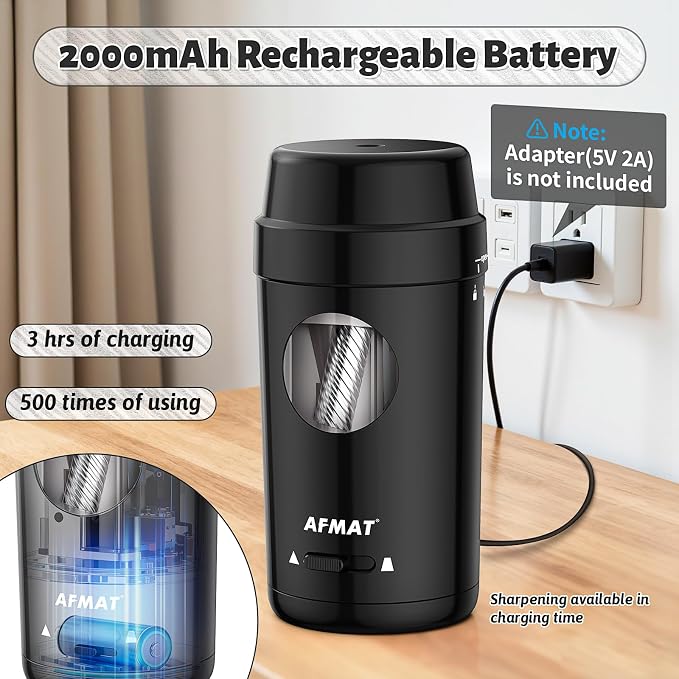 AFMAT Electric Pencil Sharpener, Auto in & Out, Fully Automatic Pencil Sharpener - Image 5