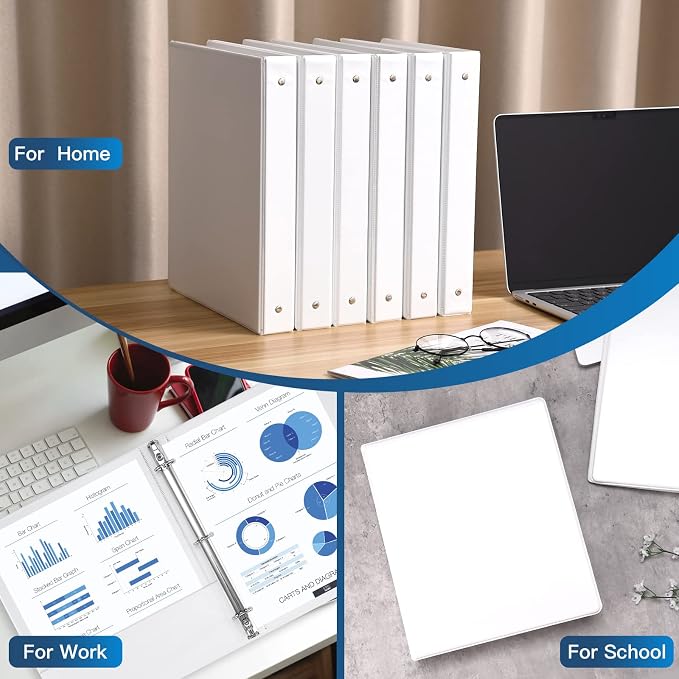 SUIN 1-inch 3 Ring Binder with 2 Pockets, PVC Free, and School, 6 Pack - Image 8