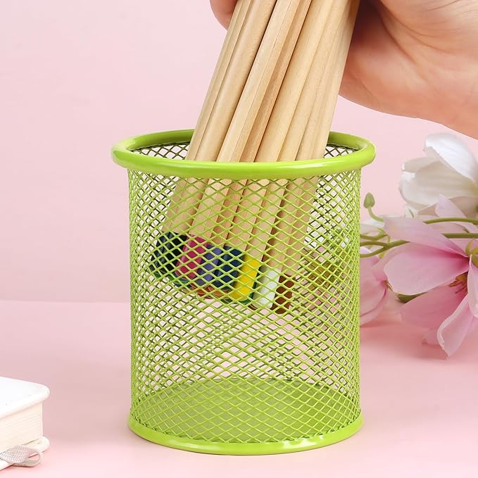 Tamaki Pen Holder Cup for Desk, Wire Mesh Pencil Cup Holder for Desk Office Pen Organizer (Green)-DeskLoop Office