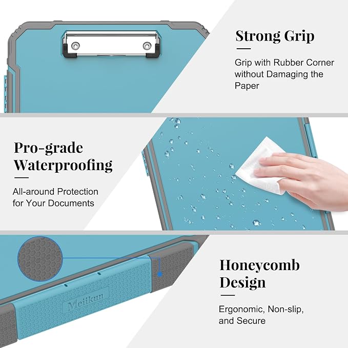 Meiikun Clipboard with Storage, Rugged Shockproof Protective, Internal Pen - Image 6