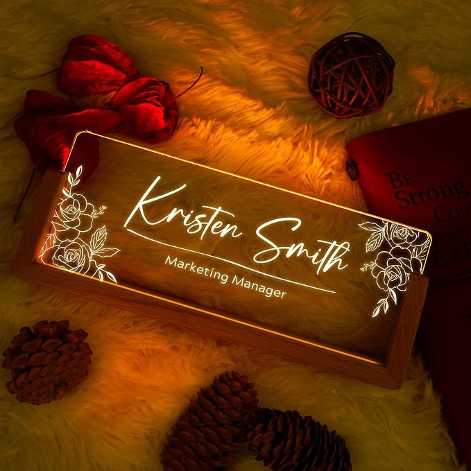 Custom Name Plate for Desk, Personalized Light Up Acrylic Desk Name Plate - Image 2