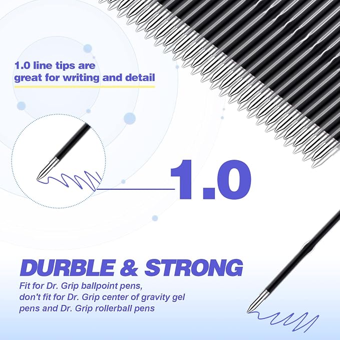 Zonon 30 Pieces Pen Refills Ink Ballpoint Pen Refill 3.9 Inch Replacement Ink - Image 4
