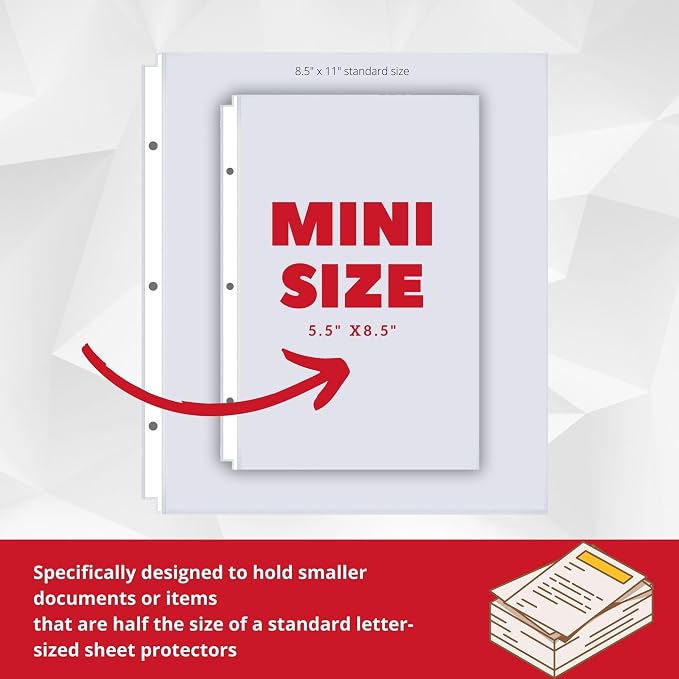 Performore Heavyweight Clear Mini Sheet Protectors Holds 5.5 x 8.5 Inches Sheets - Image 2