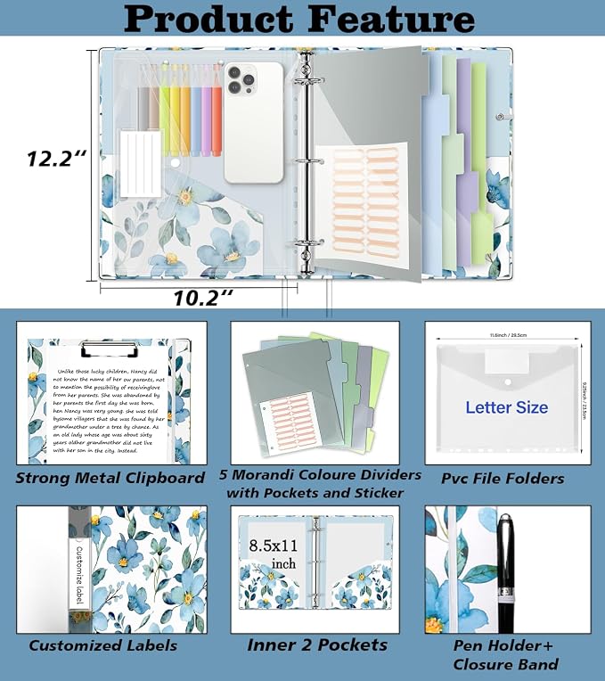 3 Ring 1 Inch Binder Organizer, KLLVE Three Ring Binders - Image 2