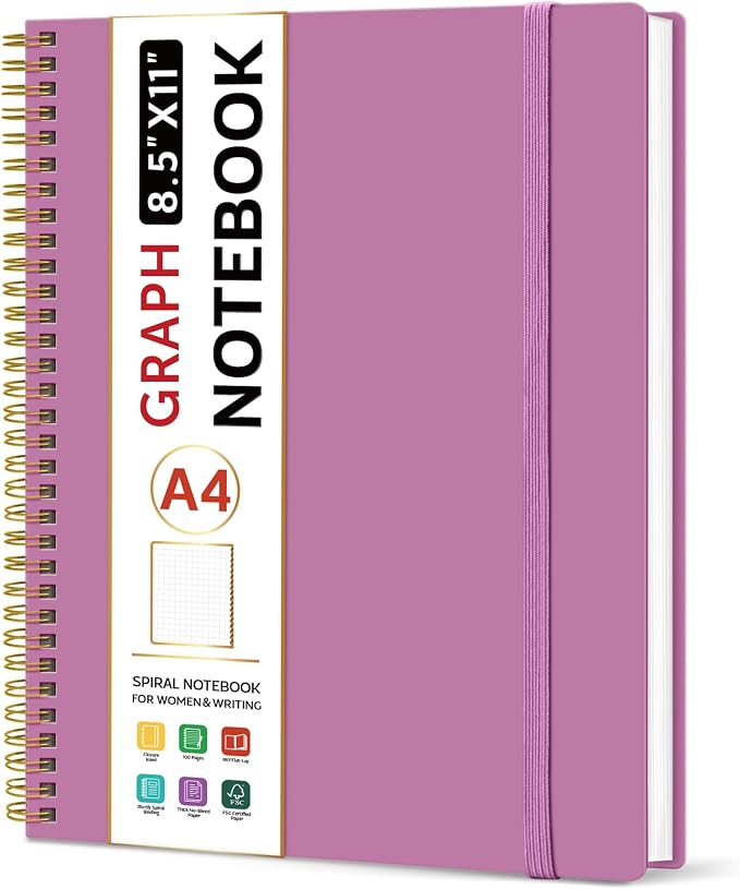 Taja Spiral Graph Notebook, 8.5"x11" Notebooks by Taja