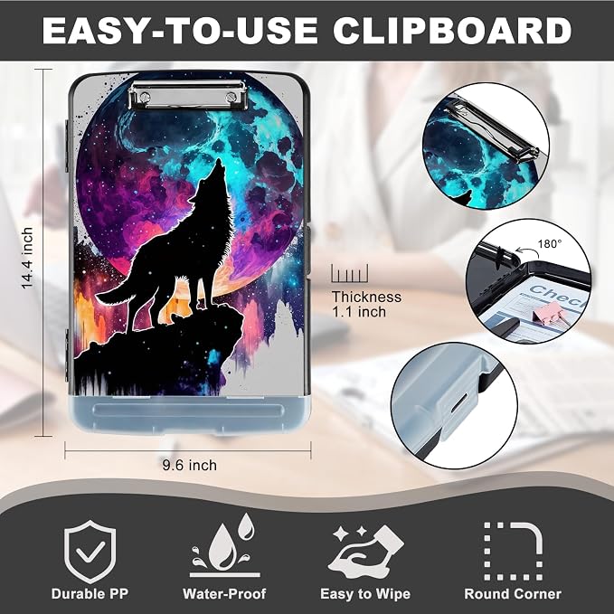 Clipboard with Storage, Heavy Duty Plastic Storage Clipboard with Low Profile - Image 3