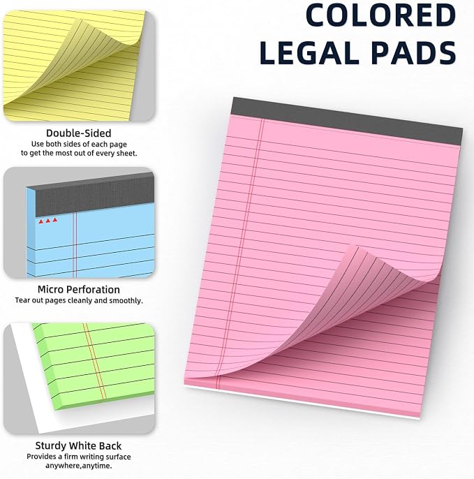 24 Pack Colored Legal Pads 8.5 x 11 Wide Ruled Note Pads 8.5 x 11 Notepads - Image 5