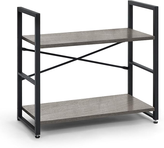 CAPHAUS 2 Tier Small Bookshelf, 24 Inch Width Free Standing Shelf, Bookcase - Image 8