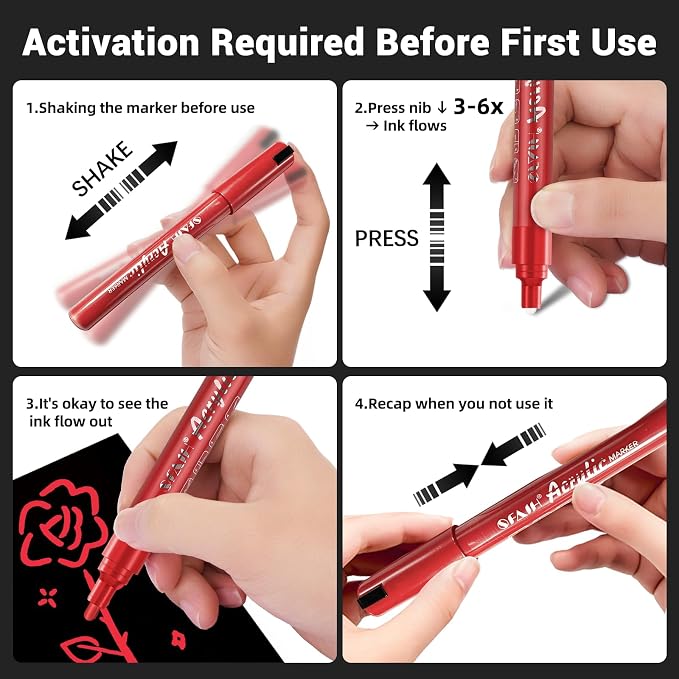 SFAIH Acrylic Red Paint Pens - Image 7