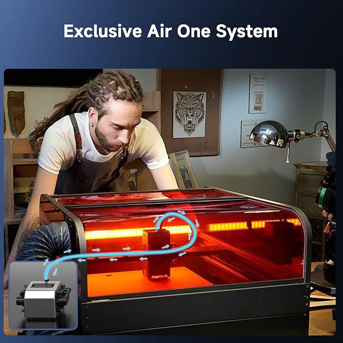 Creality Laser Engraver Enclosed, Falcon2 Pro 60W Output Laser Engraving Machine, 25000mm/min Speed Laser Cutter with Air Assist, Auto Fan, Camera Positioning for Wood and Metal-DeskLoop Office