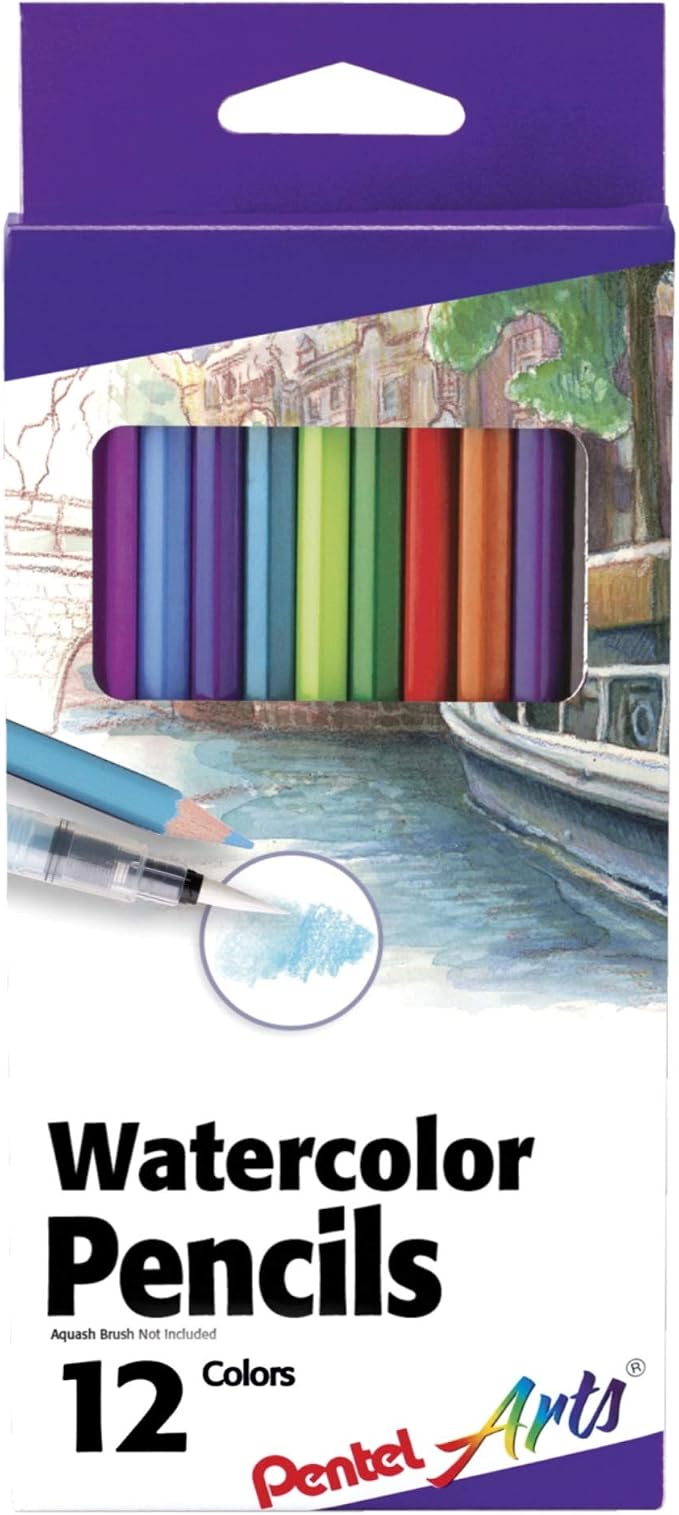 Pentel Arts Watercolor Pencil Set, 12 Color Set by PentelofAmerica