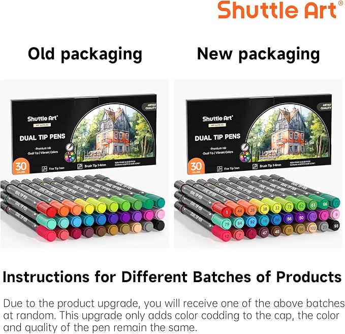 Shuttle Art Dual Tip Brush Marker Pens, 30 Colors Dual Tip Calligraphy Pens Fine and Brush Tip Markers Set, Water-based Ink Perfect for Kids Adult Artist Calligraphy Journal Doodling Writing-DeskLoop Office