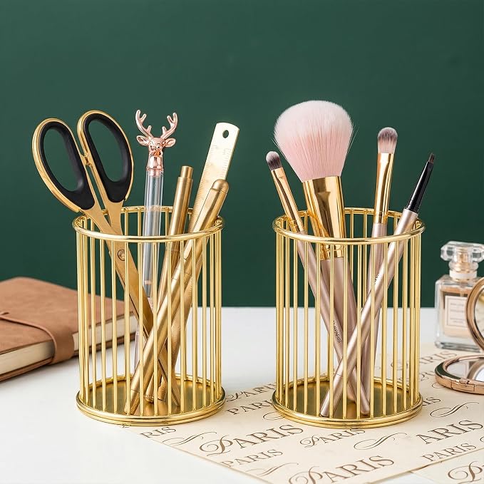 Yopay 4 Pack Gold Pencil Holder, Metal Pen Cup Makeup Brush Holder - Image 6