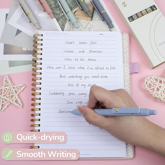 Gel Pens, 6 pcs 0.5mm Black Ink Pens Gold Morandi Barrel Fine Point Smooth Writing Pens Quick Dry Pen for School Office Supplies, Gifts for Girls Women-DeskLoop Office