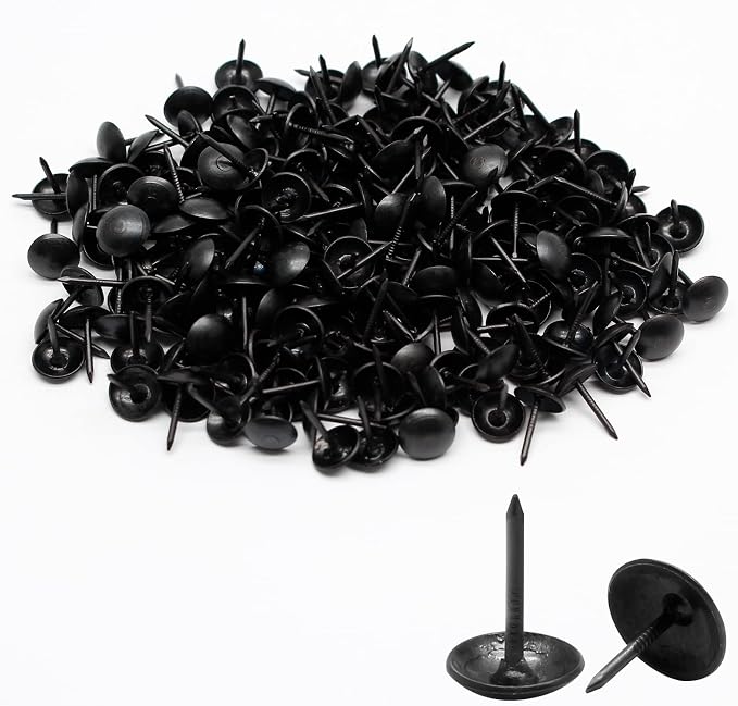 Bivethoi 220 Pcs Black Upholstery Tacks, 1/3 Inch Metal Round Head Thumb Tacks by Bivethoi