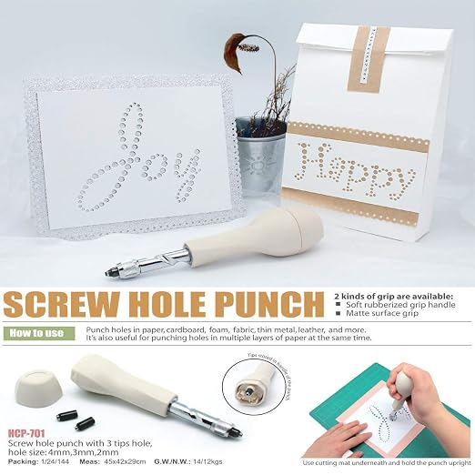 Bira 3 Tips 2mm, 4mm Screw Punch, Anywhere Punch, Oversized Soft Grip Handle - Image 6