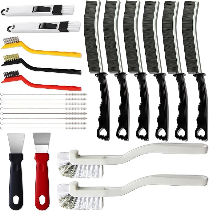 23Pcs Crevice Cleaning Brush Set, Hard Bristle Scrub Brushes Tools by Unimart