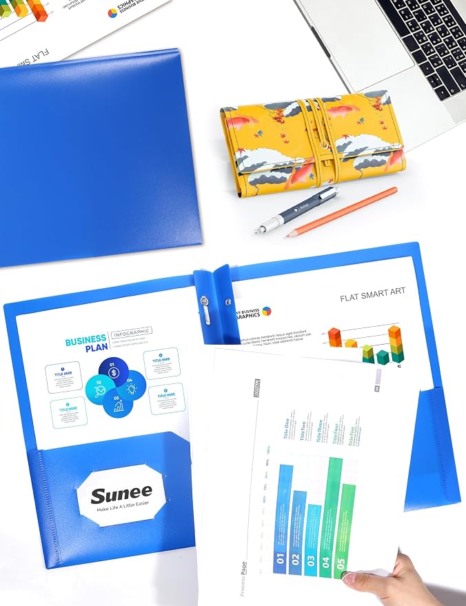 SUNEE 12-Pack Blue Plastic Folders - Image 5