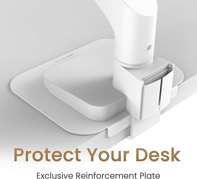 BenQ BSH02 Ergo Monitor Arm -Gas Spring Monitor Stand for Up to 45'' & 44lbs Screens, Heavy Duty, Quick Installation, No Sagging, Top Clamp and Grommet Base, Reinforcement Plate, VESA 75x75 &100x100mm-DeskLoop Office