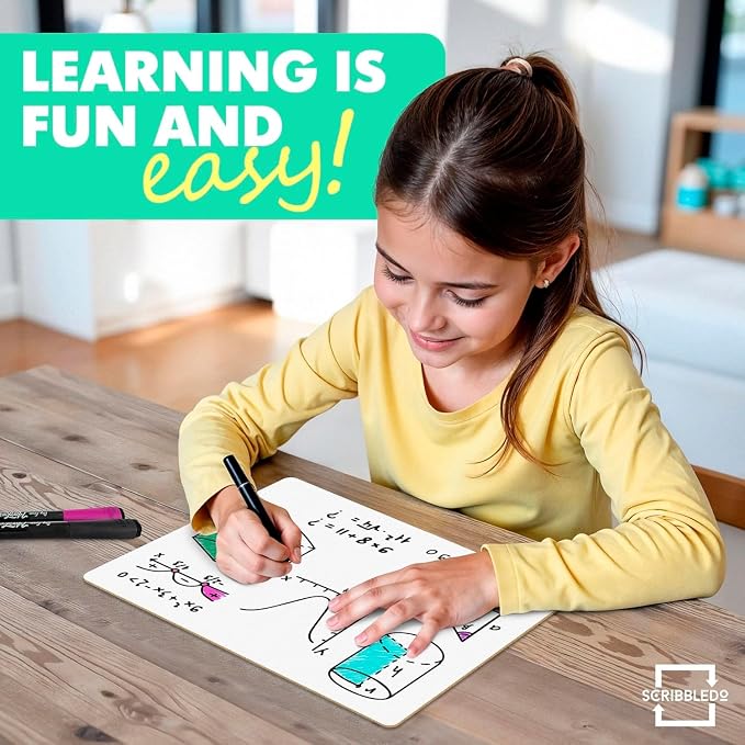 Scribbledo Small Dry Erase Whiteboard 24 Pc Value Set, Double Sided 9x12 | - Image 6