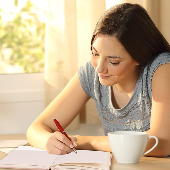 CAGIE Lined Journal Notebook for Women Girls, A5 Hardcover Linen Journals For Writing 256 Pages, Aesthetic Womens Diary, Gifts 8.3'' x 5.7'' Pink-DeskLoop Office