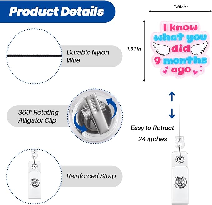 I Know What You Did 9 Months Ago Funny Labor & Delivery Nurse Badge Reel - Image 2