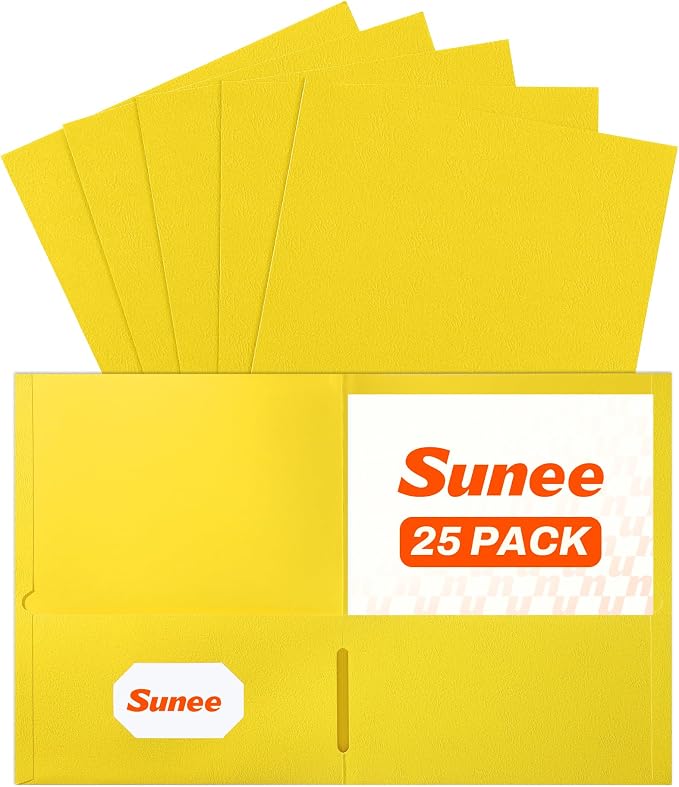 SUNEE Folders with Pockets, 2 Pocket Folders Fit Letter Size Paper, Paper File by SUNEE