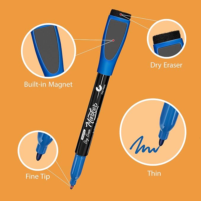 Scribbledo Magnetic Dry Erase Markers Fine Tip, Low-Odor Whiteboard Markers - Image 2