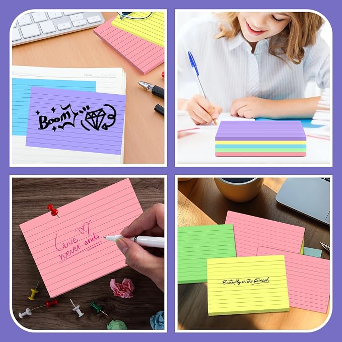 BIGNC Colored Index Cards 4x6, 190 Pack Ruled Index Cards, Flash Cards - Image 7