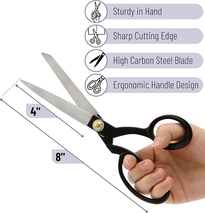 Mr. Pen- Fabric Scissors, 8-inch Black Premium Tailor Scissors, Sewing Scissors - Image 2