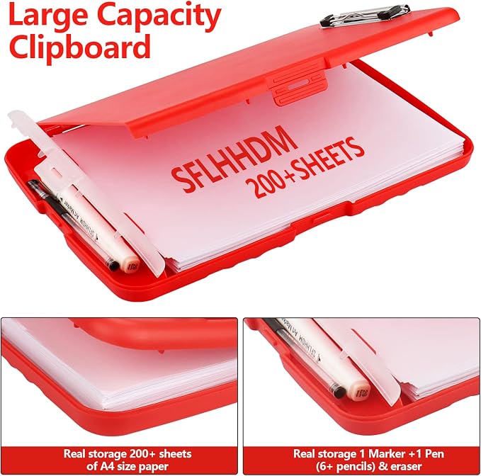 SFLHHDM Clipboard with Storage, Clip Boards 8.5x11, Plastic Clipboards with Pen - Image 2