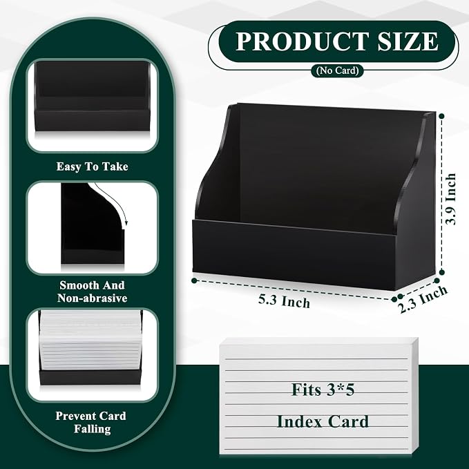 SHIQIKEJIPTY 2 Pack Black Index Card Holder 3 X 5 Note Card Organizer Acrylic - Image 2