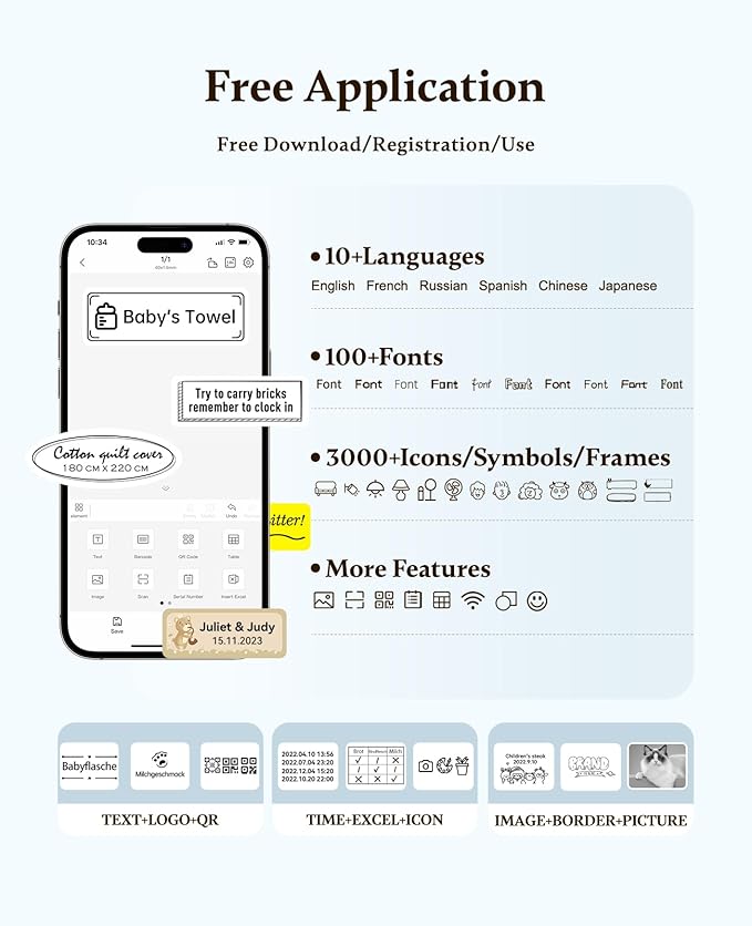NIIMBOT Label Maker Bluetooth Mini Label Printer D11 2024 Version, Portable Label Maker with Tape Thermal Sticker Small Labeler, 300 DPI High Clearity Rechargeable, Blue-DeskLoop Office