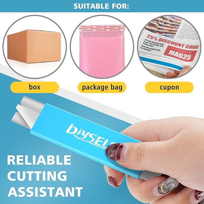 DIYSELF Box Cutters, 12 Pack Box Cutter Retractable, Box Cutters Knife with Single Edge Razor Blade, Utility Knife All Metal Shell, Letter Opener for Packages, Boxes, and Paper-DeskLoop Office