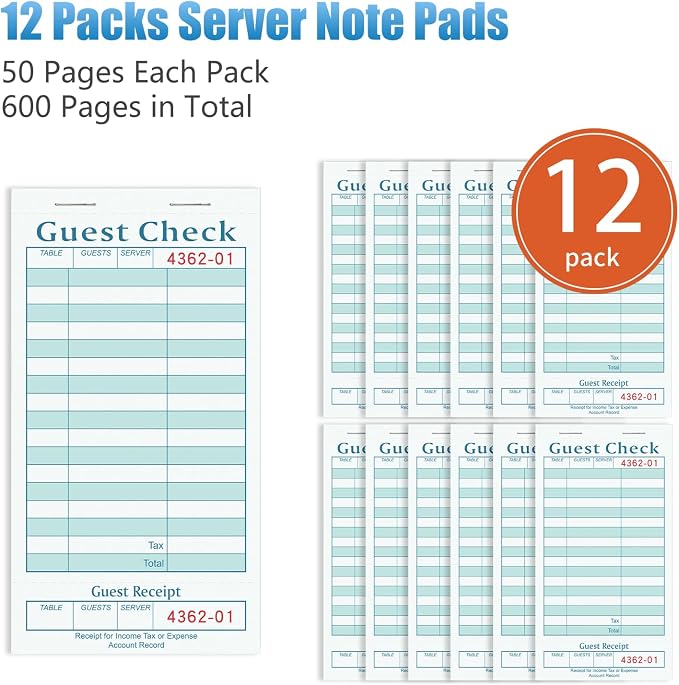 Guest Checks Books for Servers, Server Note Pads, Waitress Notepad for - Image 4