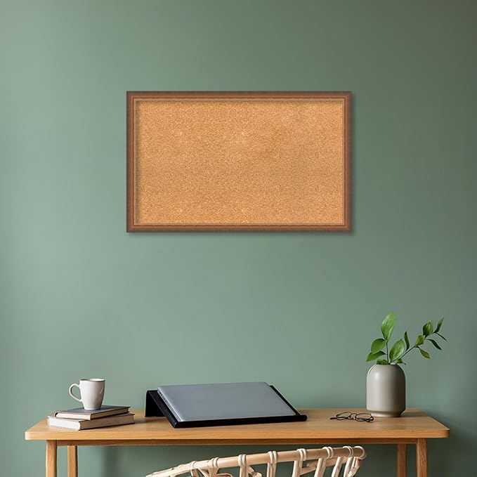 Amanti Art Natural Cork Board for Wall, 20x32 Vision Board with Bronze Frame, Medium Corkboard Office Decor for Home Organization, Modern Corkboard Pinboard to Display Items for Home Organization in-DeskLoop Office