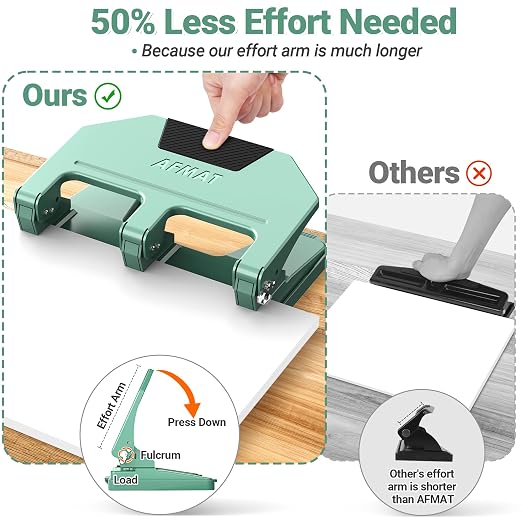 AFMAT 3 Hole Punch, 9/32" Holes, 40-Sheet 3 Hole Puncher - Image 3