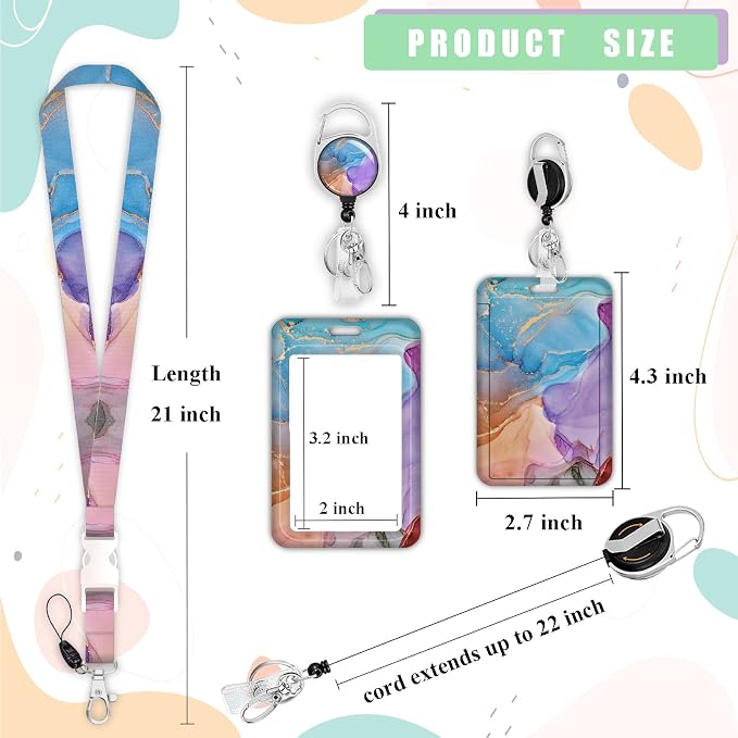 ID Badge Holder with Lanyard, Retractable ID Badge Card Holders Detachable Neck - Image 2