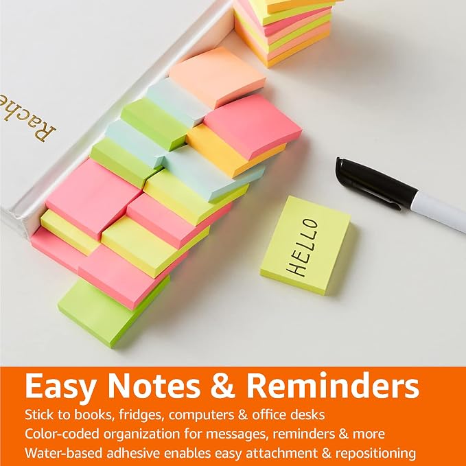 Amazon Basics Mini Rectangular Sticky Notes, 1.5x2 Inches, Bright Colors - Image 6
