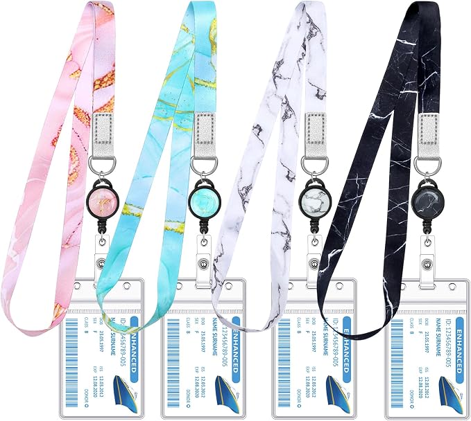 4 Pack Cruise Lanyard for Ship Cards Marble Cute Lanyards by HONSIO