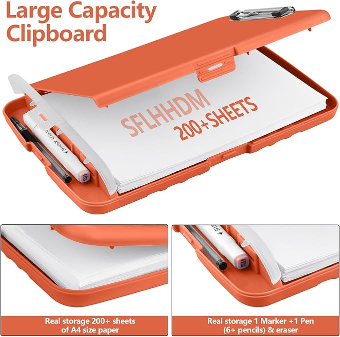 SFLHHDM Plastic Clipboard with Storage, High Capacity Clip Boards 8.5x11 with - Image 2