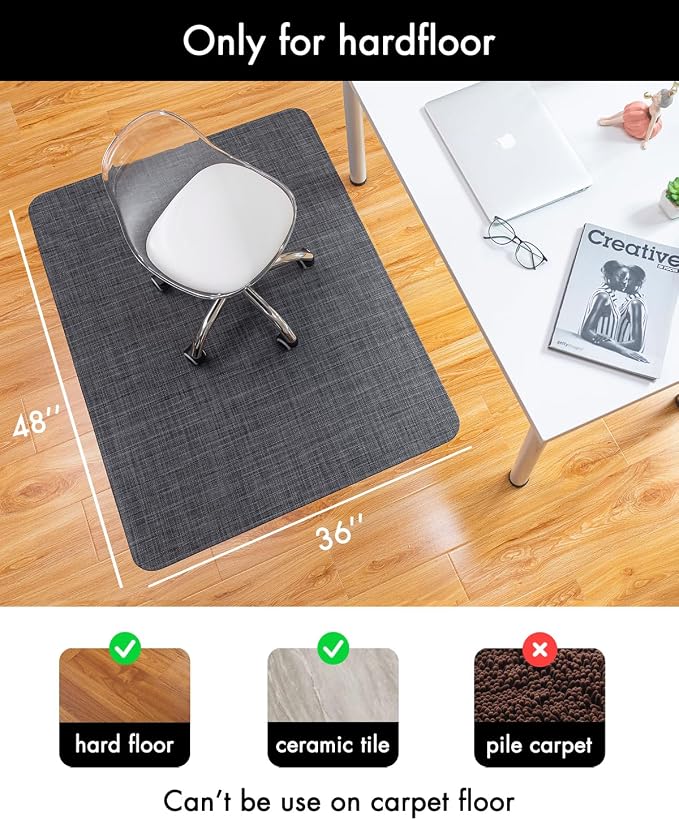 Baroyal Office Chair Mat for Hardwood Floor Under Desk Computer Rolling Chair - Image 3