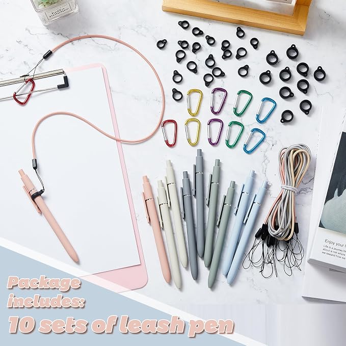 Lewtemi 10 Sets 24 Inch Pen Leash Pen Silicone Lanyard Holder - Image 3