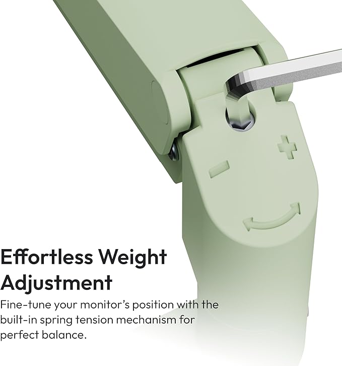 Pixio PS1S Wave Mint Green Single Monitor Arm Stand Desk Mount - Fits up to 32 inches Monitors and up to 19.8lbs. VESA Compatibility and Integrated Cable Management-DeskLoop Office