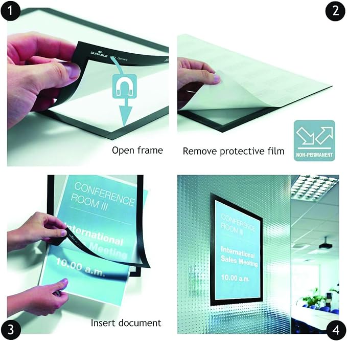 Durable Duraframe Self-Adhesive Magnetic Document Sign Holder - Image 6