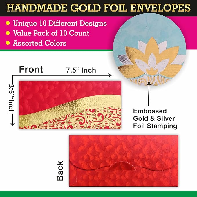 PARTH IMPEX Shagun Gift Envelope Assorted Color Designs | Money Holder Fancy - Image 2
